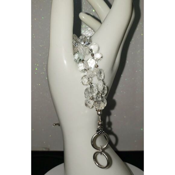 Natural Crystal Bracelet Sterling Silver Size 7.5-8-inch VTG True Gemstone - Picture 2 of 8